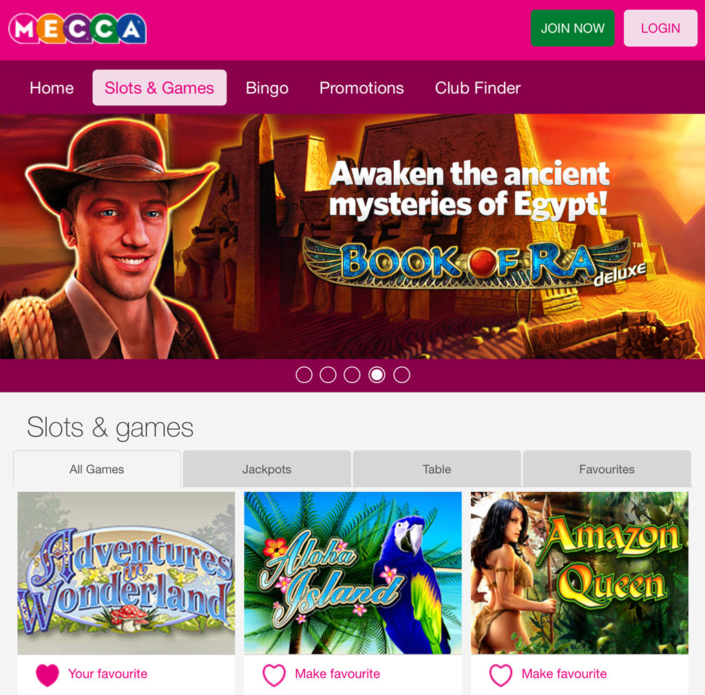 Mecca Bingo Features Great Slots like Book of Ra